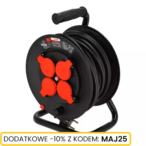 Przedłużacz bębnowy 3x1,5mm gumowy 30m, Długość: 30, Liczba gniazd: 4 Schmith