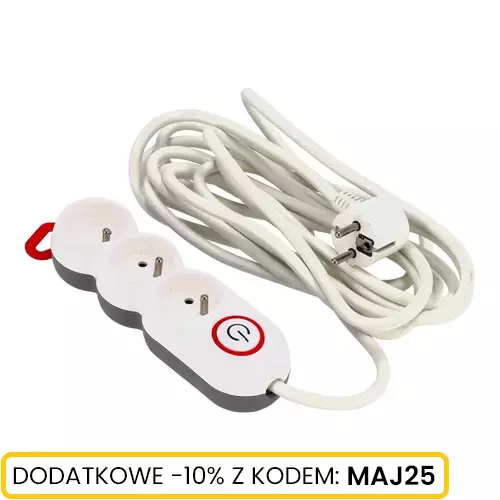 Listwa zasilająca 3 gn. 3x1,5mm 5m, Długość: 5, Liczba gniazd: 3 Schmith