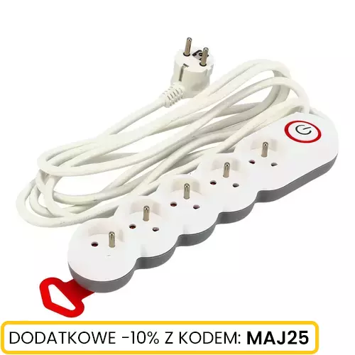 Listwa zasilająca 5 gn. 3x1,5mm 5m, Długość: 5, Liczba gniazd: 5 Schmith