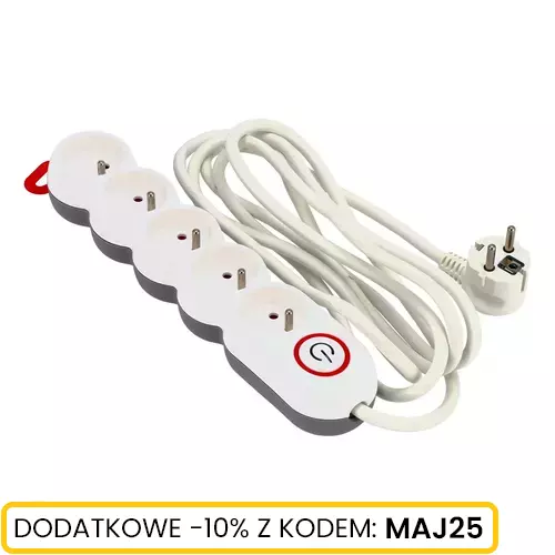 Listwa zasilająca 5 gn. 3x1,5mm 5m, Długość: 5, Liczba gniazd: 5 Schmith