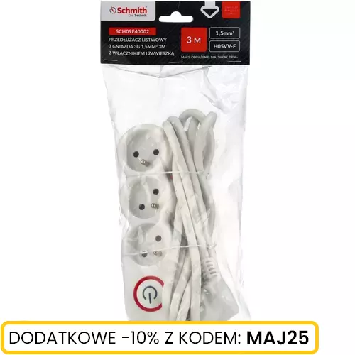 Listwa zasilająca 3 gn. 3x1,5mm 3m, Długość: 3, Liczba gniazd: 3 Schmith