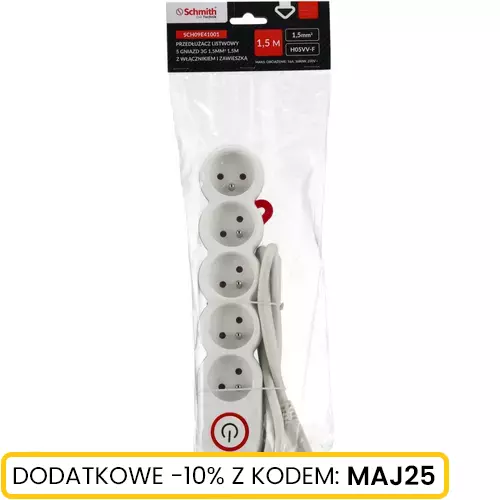 Listwa zasilająca 5 gn. 3x1,5mm 1,5m, Długość: 1,5, Liczba gniazd: 5 Schmith