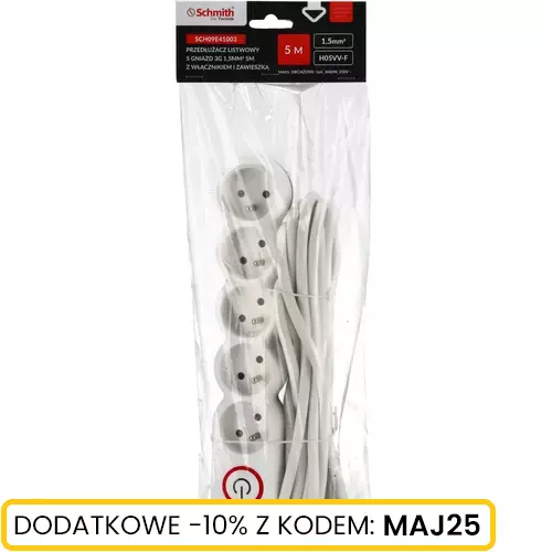 Listwa zasilająca 5 gn. 3x1,5mm 5m, Długość: 5, Liczba gniazd: 5 Schmith