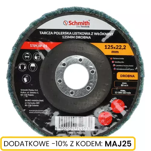 Tarcza polerska listkowa z włókniny 125mm drobna Schmith